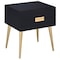 Homeroots 24" Black And Gold Wood And Iron End Table With Two Drawers 286383 - alternate 2