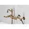 Kingston Brass Two-Handle Wall Mount Bridge Kitchen Faucet with Brass Sprayer, Antique Brass KS2443ALBS - alternate 3