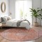 Homeroots 8' Orange And Red Round Medallion Washable Indoor Outdoor Area Rug 616282 - alternate 3