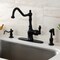 Kingston Brass Single-Handle Kitchen Faucet with Brass Side Sprayer, Matte Black GSY7700ACLBS - alternate 4
