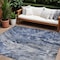 Homeroots 9' X 12' Denim Blue And Navy Blue Abstract Washable Indoor Outdoor Area Rug 577930 - alternate 1