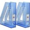 Acrimet Magazine File Holder Vertical Rack, Durable Plastic Desk Organizer, Clear Blue, 2PK 277.4 - alternate 1