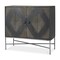Homeroots 36in Dark Brown and Silver Solid Wood and Iron Carved Geometric Accent Cabinet With Two Doors 611059 - alternate 1