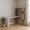 Homeroots 93" White and Natural Wood and Metal L Shape Writing Desk 543808 - alternate 5