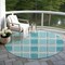 Homeroots 8' Teal Blue Gray And Ivory Round Plaid Washable Indoor Outdoor Area Rug 597591 - alternate 5