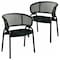 Leisuremod Ervilla Dining Chair in Black Steel Frame with Black Wicker Back and Black Seat, 2PK ECBL-20BL-BL2 - alternate 1