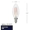 Bulbrite LED Filament 5W, Dimmable B11, Clear Glass, E12 Base, 3000K, 750 Lm, 4PK 862856 - alternate 3