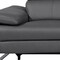 Homeroots 129" Dark Gray Top Grain Leather Reclining Metal USB Sofa 720340 - alternate 5