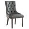 Homeroots Set of Two Tufted Dark Gray and Black Upholstered Faux Leather Dining Side Chairs 543521 - alternate 4