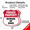 Signmission Private Property Shield Sign Beware Of D, 12 inch X 12 inch, Plastic Sign, 2PK SHI-P-2PACK-12-440 - alternate 2