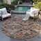 Homeroots 8' Brown Gray And Tan Round Geometric Washable Indoor Outdoor Area Rug 603235 - alternate 5