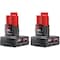 Milwaukee Tool M12 REDLITHIUM XC3.0 Extended Capacity Batteries 2PK 48-11-2412 - alternate 1