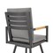 Armen Living Crown Outdoor Patio Swivel Counter Stool in Black Aluminum with Wood Accent and Dark Gray Cushions LCCRSWBABLKDGRY26 - alternate 3