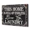 Homeroots 16" X 24" Black and White Endless Love And Laundry Wood Wall Decor 489614 - alternate 3