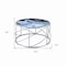 Homeroots 33" Blue and Silver Wood and Iron Faux Marble Geometric Frame Round Coffee Table 572211 - alternate 3