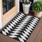 Homeroots 3' X 5' Black and White Geometric Machine Braided Distressed Area Rug With UV Protection 555607 - alternate 1