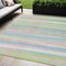 Homeroots 5' X 8' Mint Green Pink And Blue Striped Washable Indoor Outdoor Area Rug 597338 - alternate 1