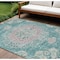 Homeroots 9' X 12' Teal Blue Floral Medallion Washable Indoor Outdoor Area Rug 607858 - alternate 1