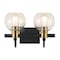 Jonathan Y Marais 14.5" 2-Light Iron/Glass Rustic Vintage LED Vanity Light, Black/Brass Gold JYL3527A - alternate 6