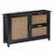 Homeroots 50in Black Solid Wood Two Drawer Sideboard 401675 - alternate 1