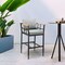 Armen Living Orlando Outdoor Patio Bar Stool in Aluminum and Teak with Gray Cushions LCOOBLGR30 - alternate 4