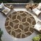 Homeroots 8' Brown And Beige Round Geometric Washable Indoor Outdoor Area Rug 613478 - alternate 4