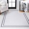 Jonathan Y Sloane Classic 2-Stripe Border Non-Slip Machine-Washable White/Gray 4 ft. x 6 ft. Area Rug WSH125B-4 - alternate 1