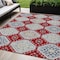 Homeroots 5' X 8' Red And Navy Blue Floral Washable Indoor Outdoor Area Rug 610770 - alternate 1