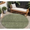Homeroots 8' Olive Green And Ivory Round Geometric Washable Indoor Outdoor Area Rug 605598 - alternate 1