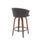Homeroots 26" Gray and Wood Brown Faux Leather with Solid Wood Swivel Counter Height Bar Chair 534416 - alternate 8