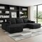 Homeroots 107" Black Corduroy Modular Compression Foam Sofa With Ottoman And Toss Pillows 712952 - alternate 4