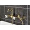 Kingston Brass Two-Handle Wall Mount Bridge Kitchen Faucet with Brass Sprayer, Polished Brass KS2442PXBS - alternate 5
