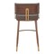 Homeroots 30" Brown Gold and Walnut Steel and Faux Leather Low Back Bar Height Bar Chair 564992 - alternate 4