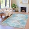 Homeroots 5' X 8' Teal Blue And Beige Geometric Washable Indoor Outdoor Area Rug 632012 - alternate 4