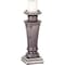 Homeroots 14" Gray Distressed Ornate Ceramic Tabletop Pillar Candle Holder 608511 - alternate 1