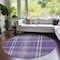 Homeroots 8' Purple Gold And Ivory Round Plaid Washable Indoor Outdoor Area Rug 596359 - alternate 5