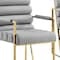 Homeroots Set of Two Tufted Gray And Gold Upholstered Faux Leather Dining Arm Chairs 545060 - alternate 3