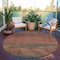 Homeroots 8' Terra Cotta Round Abstract Washable Indoor Outdoor Area Rug 608761 - alternate 4