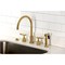 Kingston Brass Double-Handle Widespread Kitchen Faucet with Knurled Handle and Brass Sprayer, Brushed Brass KS8727KNLBS - alternate 4