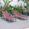 Leisuremod Marlin Patio Chaise Lounge Chair with Armrests in Grey Aluminum Frame, Burgundy, 2PK MLAGR-77BRG2 - alternate 6