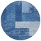 Homeroots 8' Navy Blue And Sky Blue Round Geometric Washable Indoor Outdoor Area Rug 612450 - alternate 4
