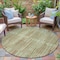 Homeroots 8' Khaki And Olive Green Round Striped Washable Indoor Outdoor Area Rug 631541 - alternate 3