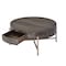 Homeroots 32" Dark Brown and Champagne Wood And Metal Round Sled Coffee Table With Drawer 490516 - alternate 1