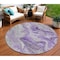 Homeroots 8' Purple And Ivory Round Abstract Washable Indoor Outdoor Area Rug 617604 - alternate 4