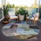 Homeroots 8' Brown Blue And Green Round Abstract Washable Indoor Outdoor Area Rug 604356 - alternate 5