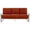 Leisuremod Jefferson Contemporary Velvet Sofa with Silver Frame, Orange JAS77OR - alternate 2