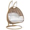 Leisuremod Mendoza Light Brown Wicker Hanging 2 person Egg Swing Chair with White Cushions MSCLBR-53W - alternate 1
