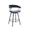 Armen Living Athena 27in Swivel Black Wood Counter Stool in Blue Fabric with Black Metal LCATBABLKBLU26 - alternate 1