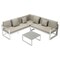 Leisuremod Chelsea White Sectional With Adjustable Headrest & Coffee Table With Beige Cushions CSLW-80BG - alternate 1