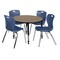 Regency Round Kee Adjustable Classroom Table W/ 4 Andy Stack Chairs, 42 in W, 42 in L, Noble Oak TB42RNDNOAPBK40NV - alternate 1